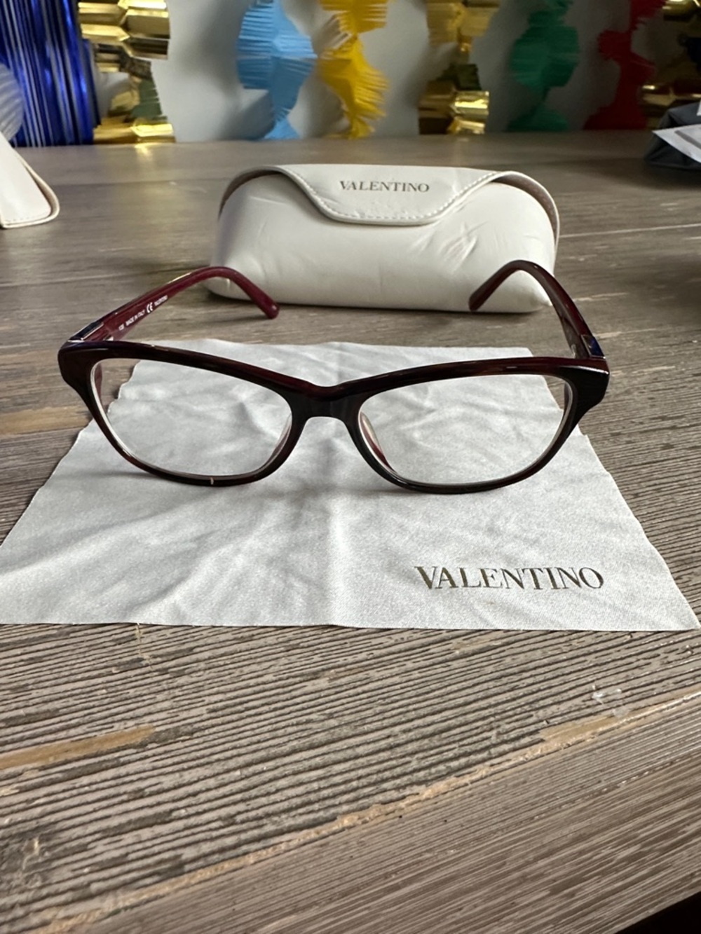 Valentino Burgundy/Tortoise Cat-Eye Optical Glasses